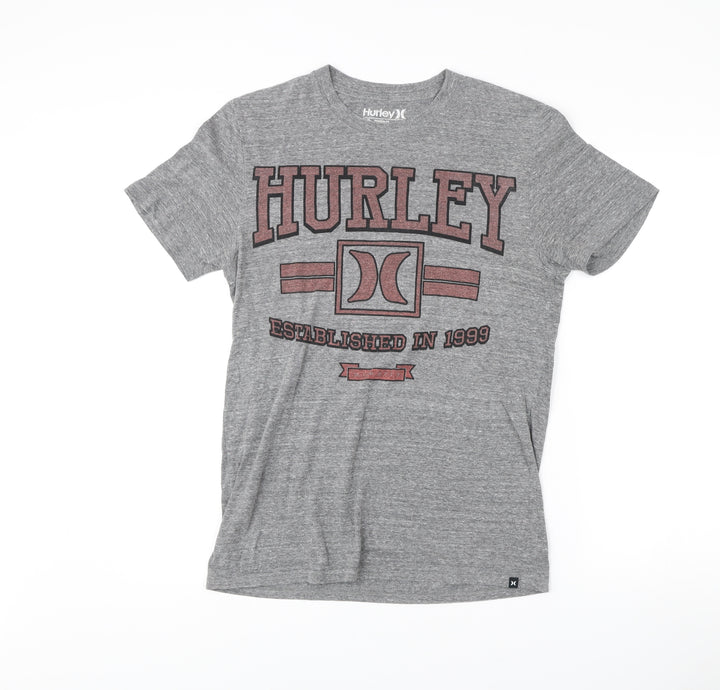 Hurley Men’s Grey Medium Graphic Print Crew Neck T-Shirt