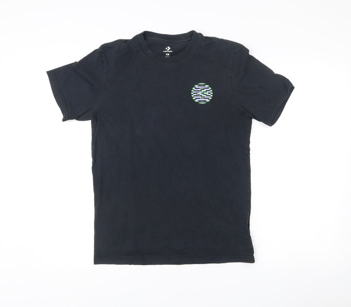 Converse Mens Black XS Graphic Logo T-Shirt Crew Neck Cotton