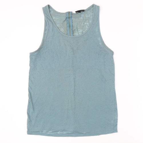 Topshop Women’s Blue Tank Top UK 12 Scoop Neck Sleeveless Zip Back
