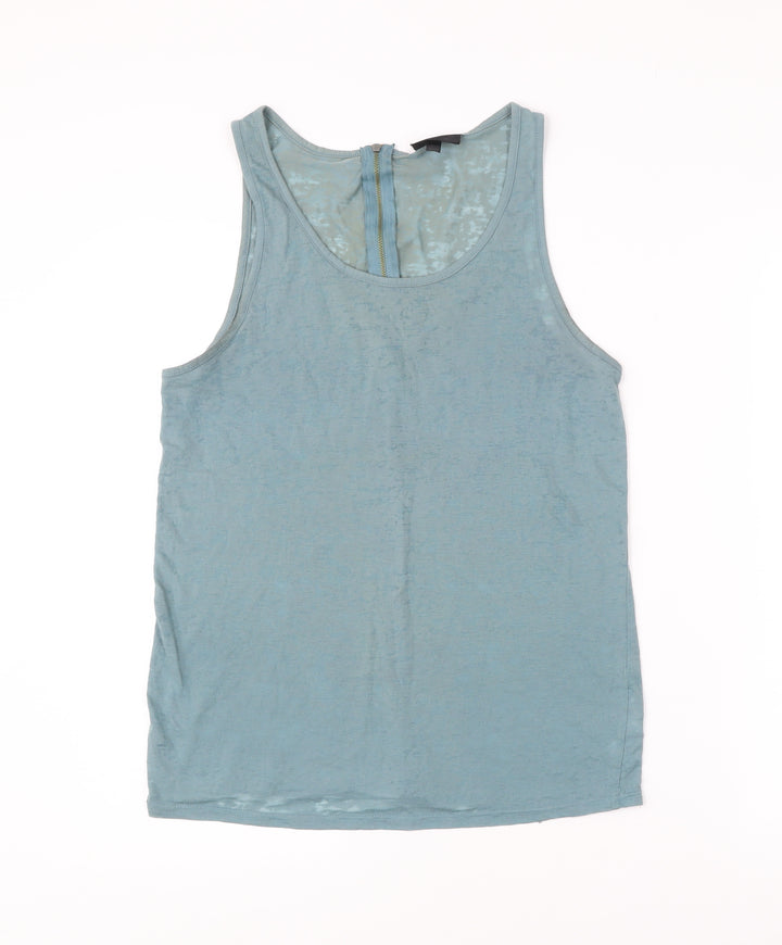Topshop Women’s Blue Tank Top UK 12 Scoop Neck Sleeveless Zip Back