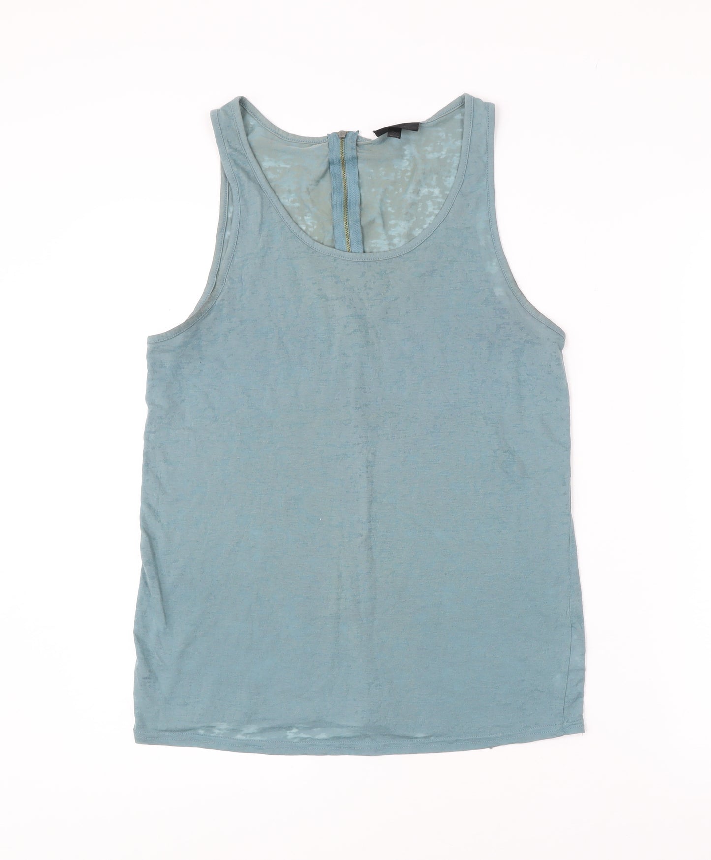 Topshop Women’s Blue Tank Top UK 12 Scoop Neck Sleeveless Zip Back
