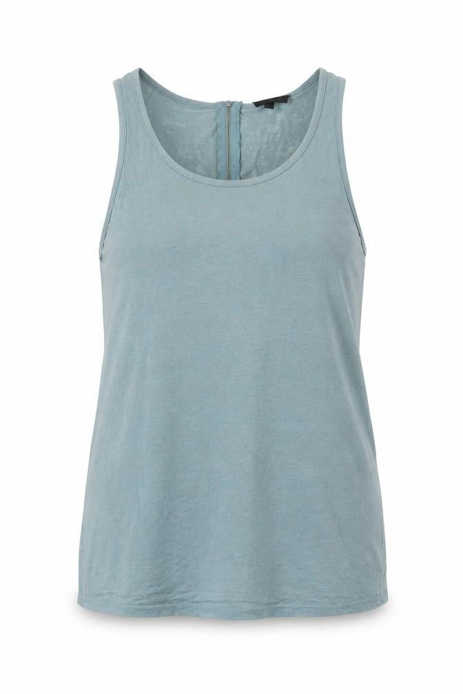 Topshop Women’s Blue Tank Top UK 12 Scoop Neck Sleeveless Zip Back