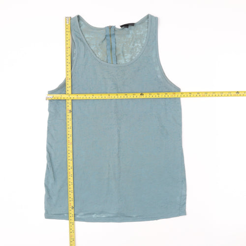 Topshop Women’s Blue Tank Top UK 12 Scoop Neck Sleeveless Zip Back