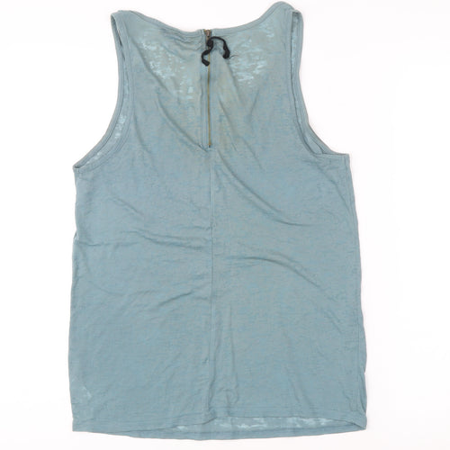 Topshop Women’s Blue Tank Top UK 12 Scoop Neck Sleeveless Zip Back