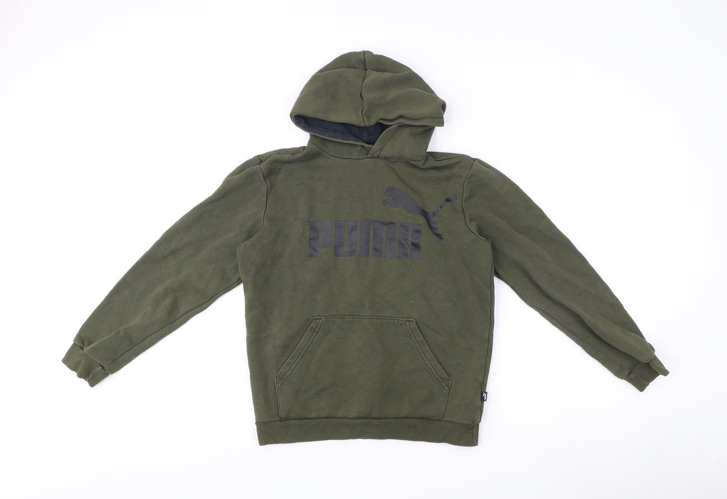 Puma Boys Green Pullover Hoodie Logo Print Size 13-14 Years