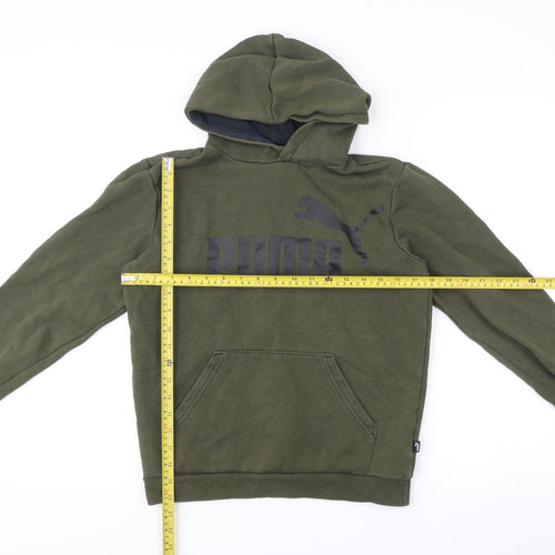 Puma Boys Green Pullover Hoodie Logo Print Size 13-14 Years