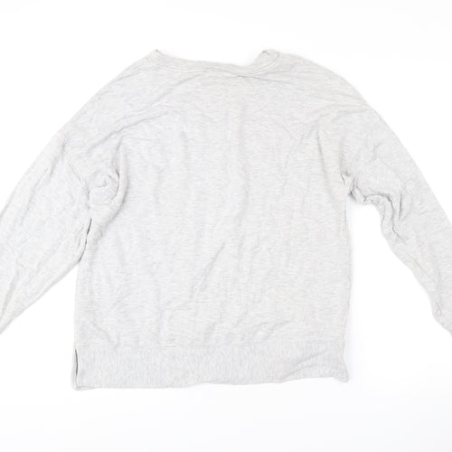 Oasis Women Grey Sequin Logo Pullover Sweatshirt Size M