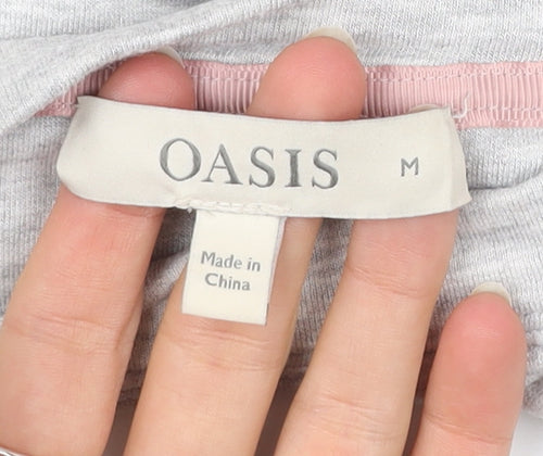 Oasis Women Grey Sequin Logo Pullover Sweatshirt Size M