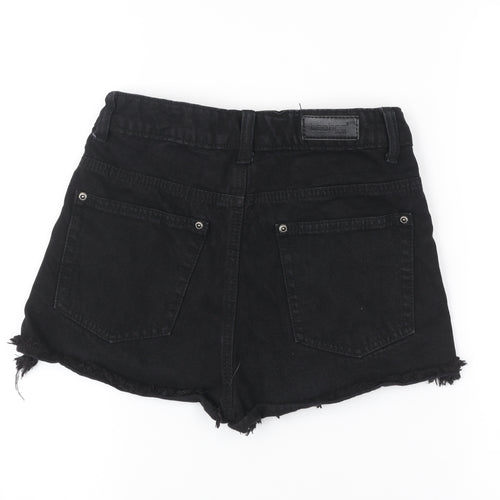 Boohoo Women Black Size 8 High Rise Cut-Off Denim Shorts