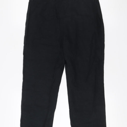 Marks and Spencer Womens Black Linen Blend Straight Leg Trousers Size 10