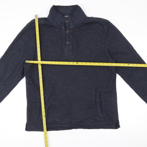 Boston Crew Mens Blue Henley Jumper Size L Long Sleeve Cotton Blend