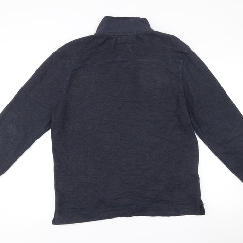 Boston Crew Mens Blue Henley Jumper Size L Long Sleeve Cotton Blend
