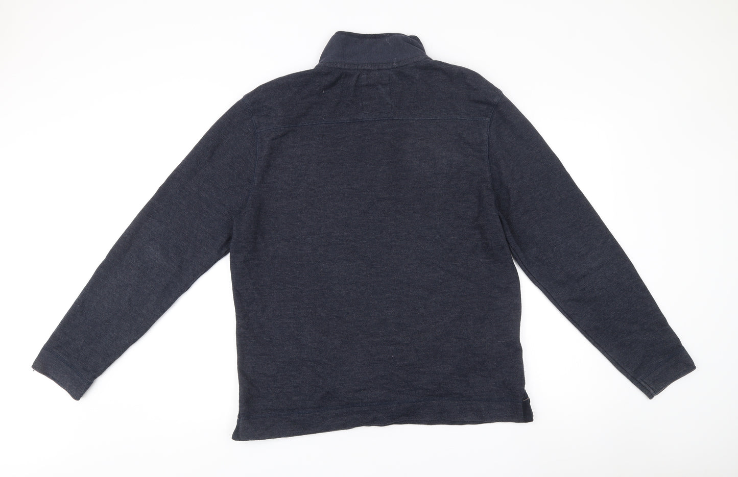 Boston Crew Mens Blue Henley Jumper Size L Long Sleeve Cotton Blend