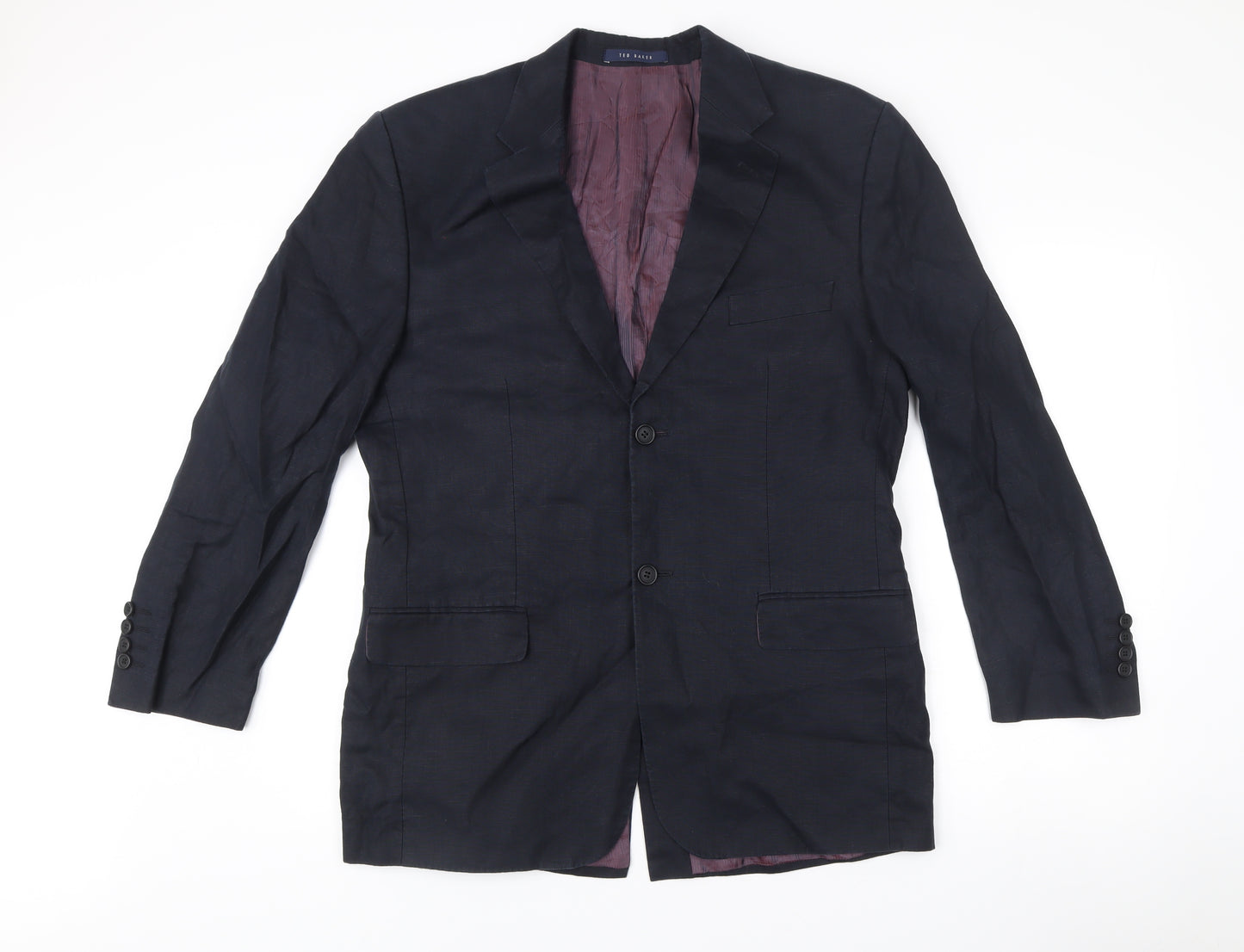 Ted Baker Mens Navy 42R Wool Blazer Jacket Two-Button Formal