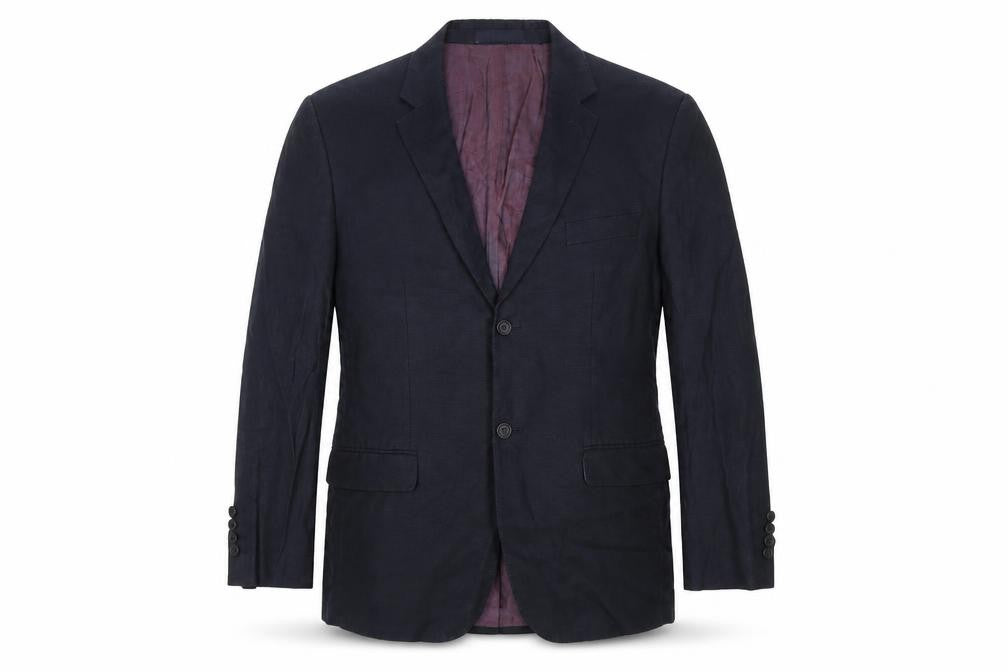 Front view of Ted Baker men’s navy 42r wool blazer jacket two-button formal