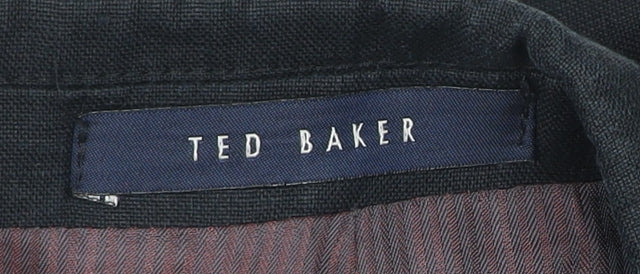 Ted Baker Mens Navy 42R Wool Blazer Jacket Two-Button Formal
