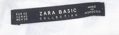 Zara Women’s Multicoloured Floral Cropped Blouse XS Cotton Viscose
