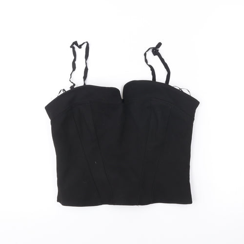 Zara Women Black M Sweetheart Camisole Tank Top Spaghetti Strap Slim Fit