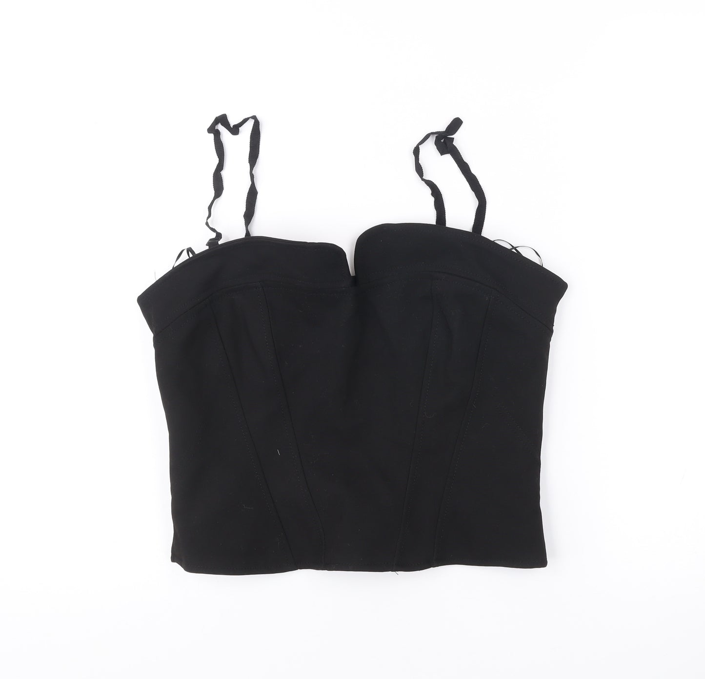 Zara Women Black M Sweetheart Camisole Tank Top Spaghetti Strap Slim Fit