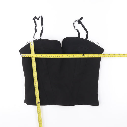 Zara Women Black M Sweetheart Camisole Tank Top Spaghetti Strap Slim Fit