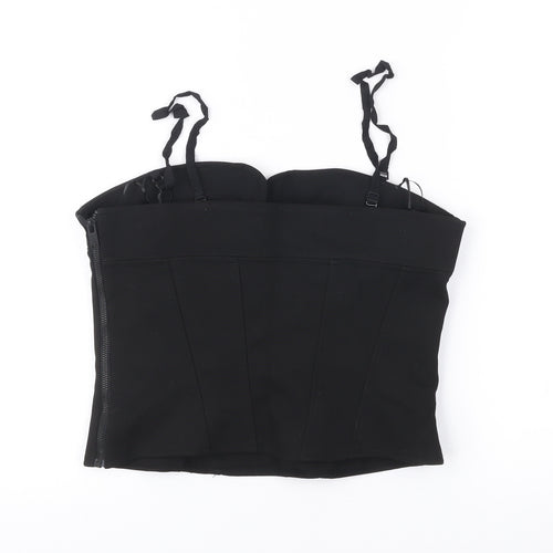 Zara Women Black M Sweetheart Camisole Tank Top Spaghetti Strap Slim Fit