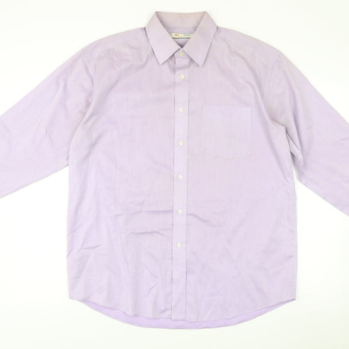 Marks and Spencer Men’s Purple Non-Iron Formal Dress Shirt 16” Collar Regular Fit