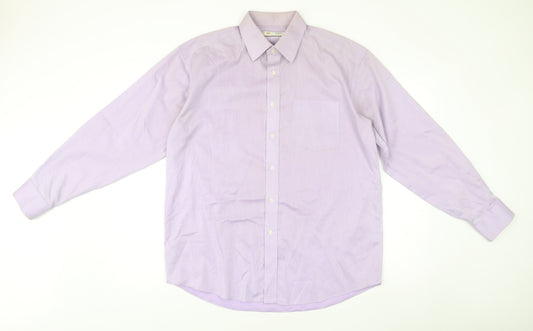 Marks and Spencer Men’s Purple Non-Iron Formal Dress Shirt 16” Collar Regular Fit