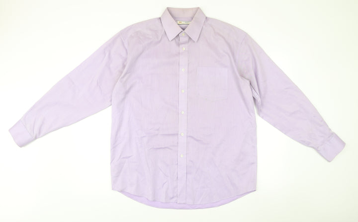 Marks and Spencer Men’s Purple Non-Iron Formal Dress Shirt 16” Collar Regular Fit