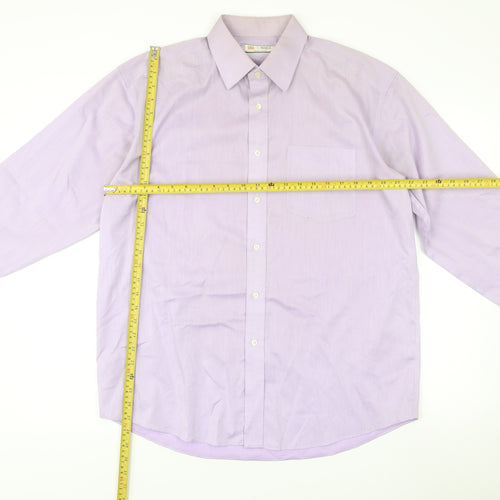 Marks and Spencer Men’s Purple Non-Iron Formal Dress Shirt 16” Collar Regular Fit