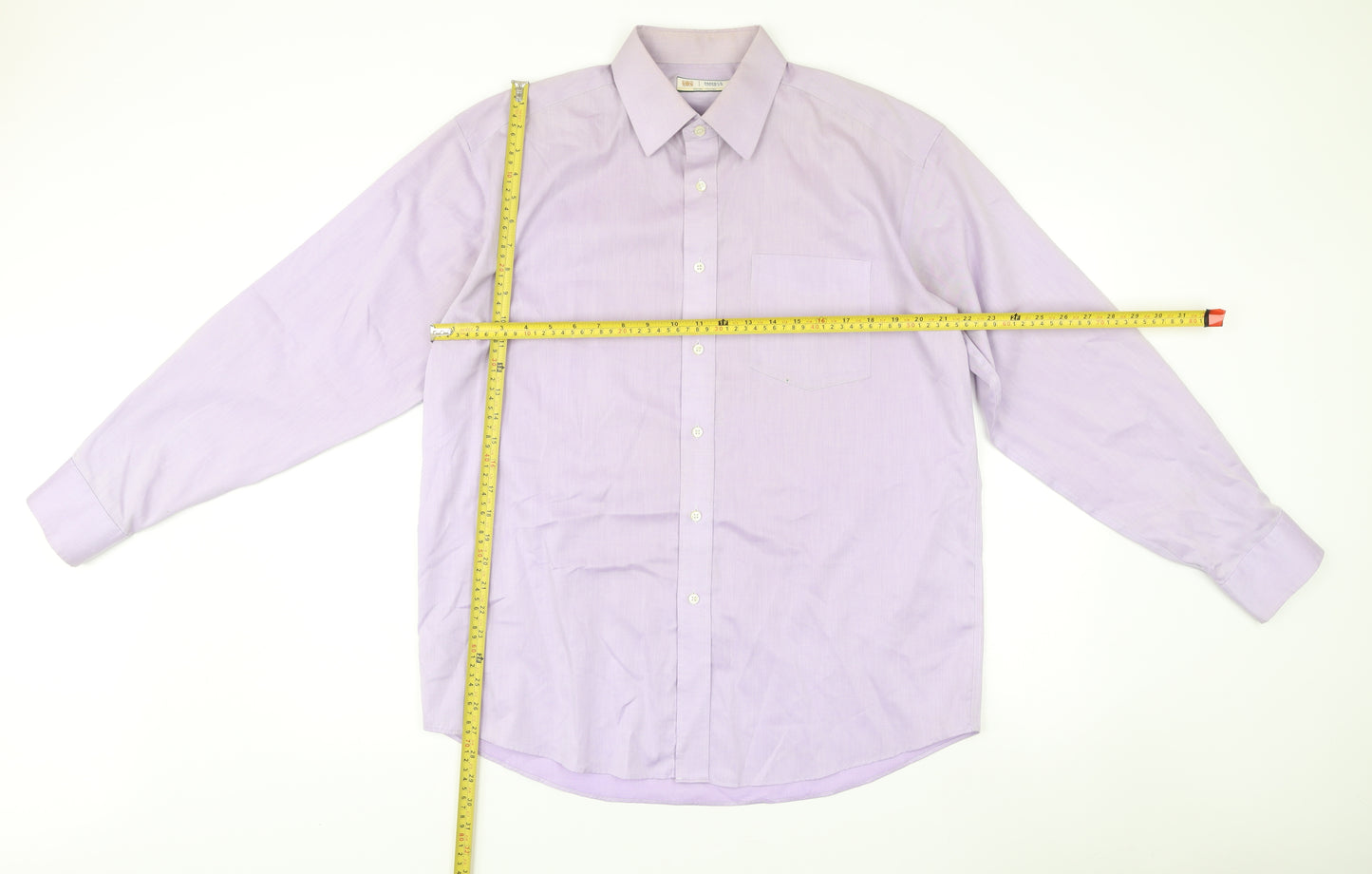 Marks and Spencer Men’s Purple Non-Iron Formal Dress Shirt 16” Collar Regular Fit