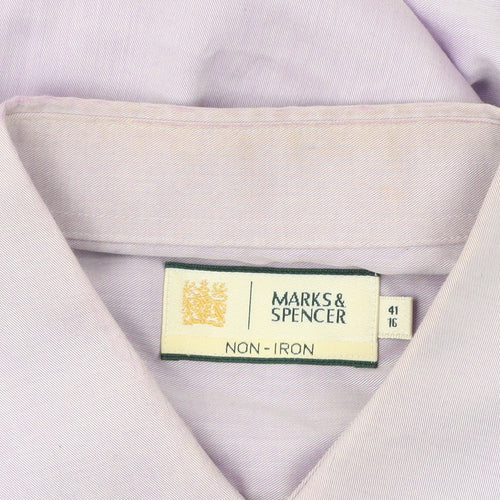 Marks and Spencer Men’s Purple Non-Iron Formal Dress Shirt 16” Collar Regular Fit