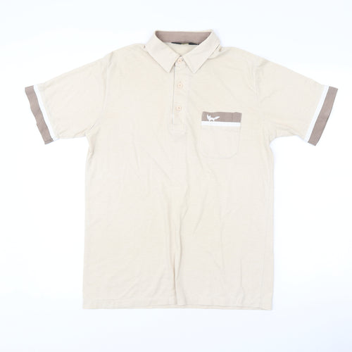 Wolsey Men's Beige Polo Shirt M Cotton Blend Collared Casual