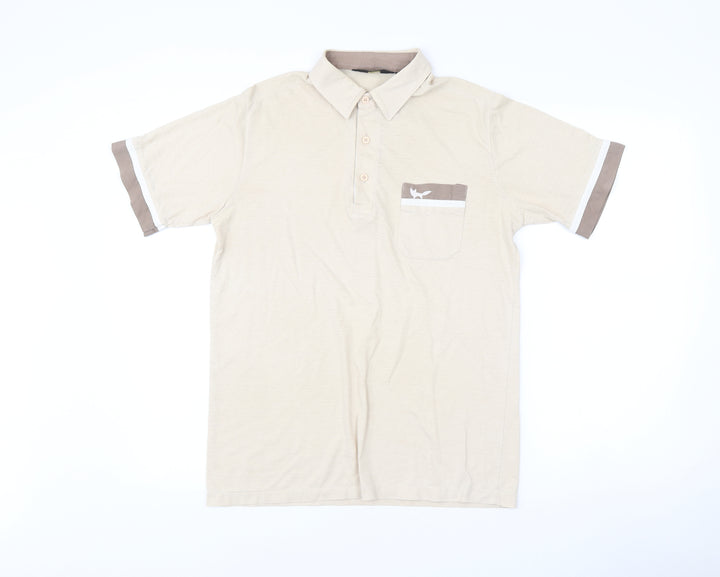 Wolsey Men's Beige Polo Shirt M Cotton Blend Collared Casual