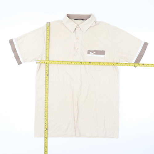 Wolsey Men's Beige Polo Shirt M Cotton Blend Collared Casual
