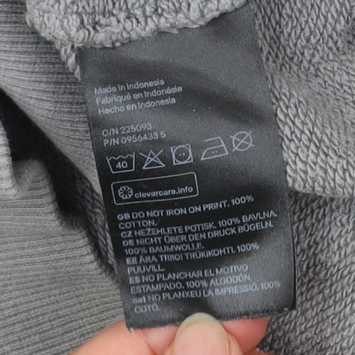 H&M Men’s Grey Relaxed Fit Sweatshirt M Graphic Print Pullover