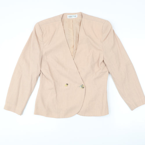 Jacques Vert Women’s Beige Wool Blend Double-Breasted Jacket Size 12