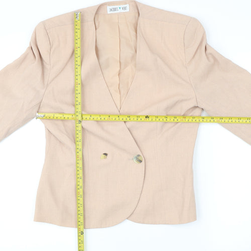 Jacques Vert Women’s Beige Wool Blend Double-Breasted Jacket Size 12