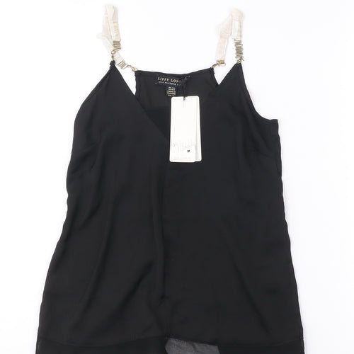 Lipsy London Women’s Black Size 4 V-Neck Chiffon Tank Top