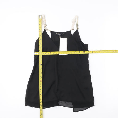 Lipsy London Women’s Black Size 4 V-Neck Chiffon Tank Top