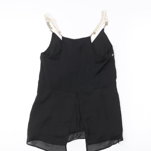 Lipsy London Women’s Black Size 4 V-Neck Chiffon Tank Top