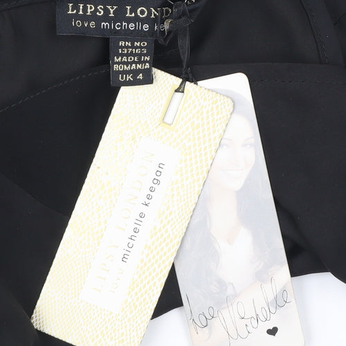Lipsy London Women’s Black Size 4 V-Neck Chiffon Tank Top