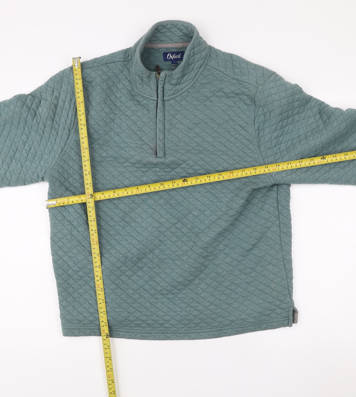 Oxford Men’s Green L Quilted 1/4 Zip Pullover Jumper