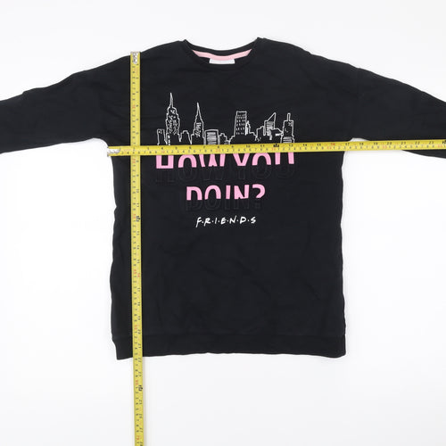 George Girls Friends Black Long Sleeve T-Shirt 5-6 Years Graphic Pullover