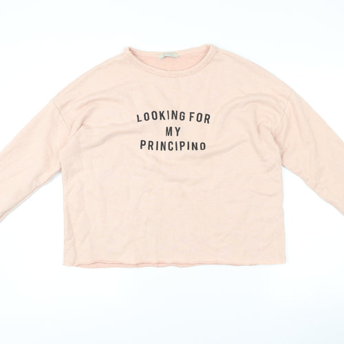 Zara Trafaluc Women Beige S Pullover Sweatshirt Graphic Print