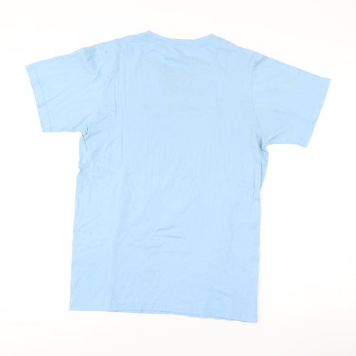 Hurley Men's Blue Small Graphic Print Cotton Crew Neck T-Shirt