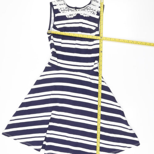 Dorothy Perkins Women’s Blue White Striped A-Line Dress Size 6