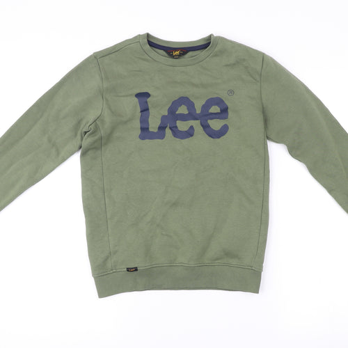 Lee Boys Green Logo Sweatshirt 10-11 Years Crew Neck Pullover Regular Fit