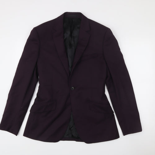 Reiss Men’s Purple Wool Slim Fit Blazer Jacket 40 Chest