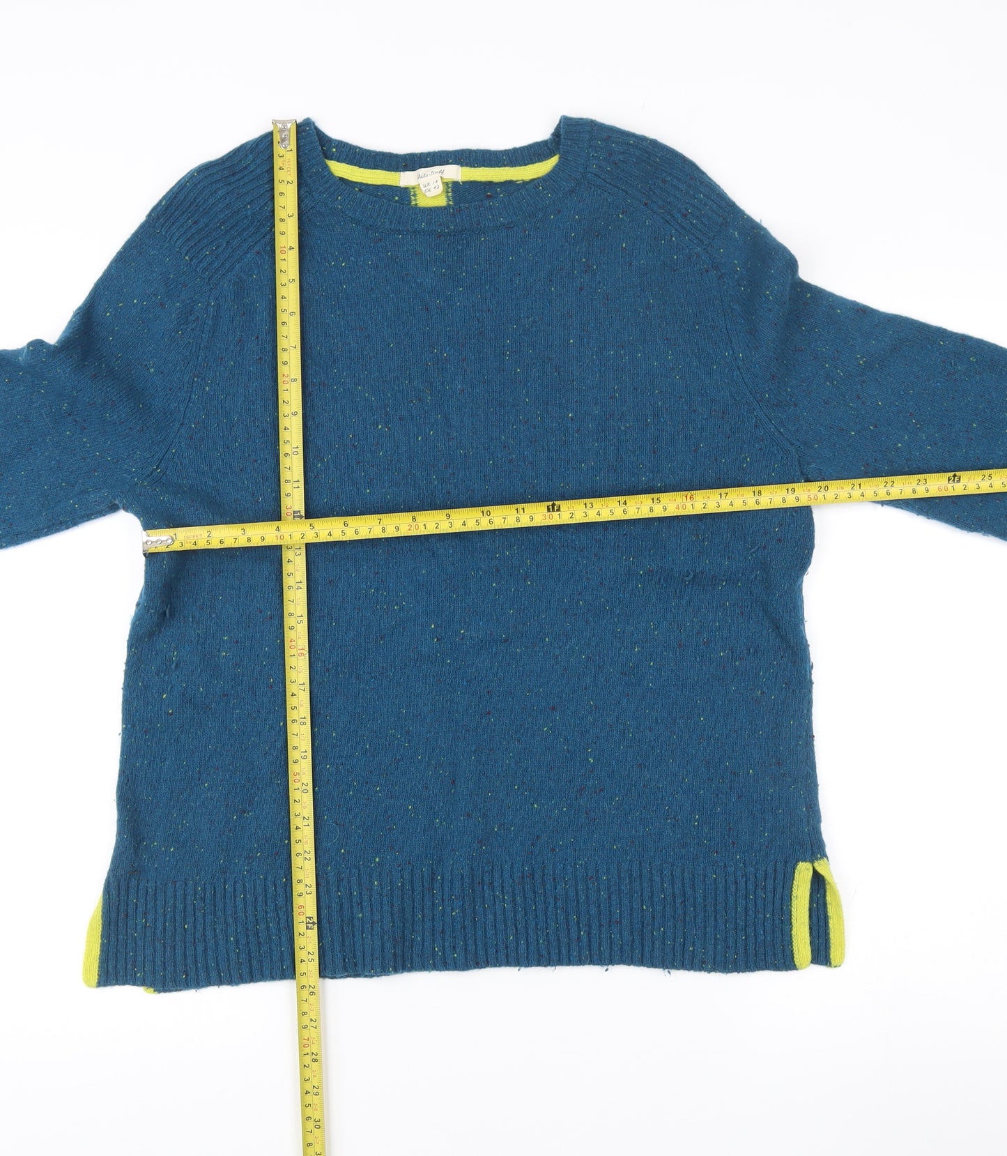 White Stuff Womens Blue Wool Alpaca Blend Jumper UK 14 Crew Neck