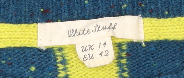 White Stuff Womens Blue Wool Alpaca Blend Jumper UK 14 Crew Neck